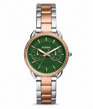 Fossiil Tailor Rosegold Two Tone Green Diamond