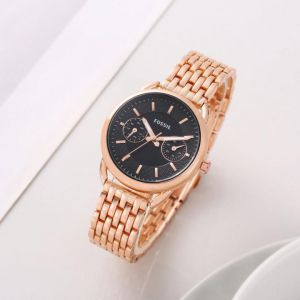 Fossiil Tailor Rosegold Black Dial