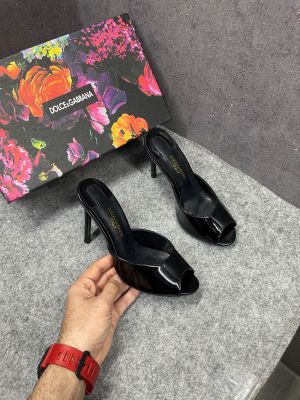 Dolcce & Gabbanna Keira mules Glossy Patent Leather D&G Distinct Stiletto Heel With OG Box