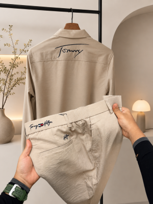 Tommy Hilfige_ 100% Imported Linen Fabric Very Premium Full Cord Set CS398