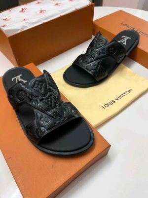 Louiis Vuitton Oasis Mules Black Monogram-Embossed Suede Calf Leather FIX NO RTN