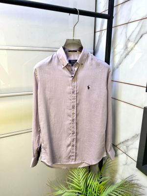 Ralp Lauren Linen Lavendar Embroidery Logo Super Premium Shirt F5042-LA