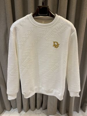 Christian Dio_Chest Logo Full Monogram Sweatshirt White