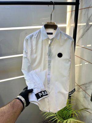 Balmai Paris Logo White Premium Shirt With Brand Box Packing And Carry Bag F2856-WH