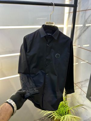 Balmai Paris Logo Black Premium Shirt With Brand Box Packing And Carry Bag F2856-BL