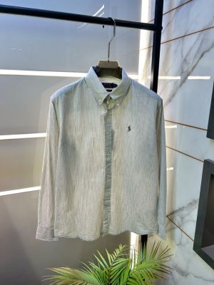 Ralp Lauren Linen Grey Embroidery Logo Super Premium Shirt F3946-GY