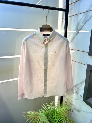 Ralp Lauren Linen Pink Embroidery Logo Super Premium Shirt F3946-PI