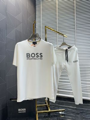 Boss x Porsch White Premium Tracksuit with Soft Cotton Fabric nd Emboss Logo 4381