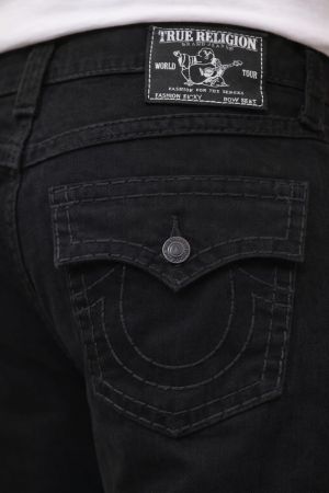 True Religion Black Straight Fit Premium Imported Fabric Denim with Back Flap pockets and Embroidered work 3774