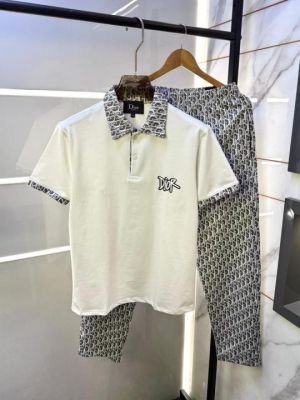 Christian Dio  White Imported Monogram Premium Track Suit With Brand Carry Bag F3681-W1