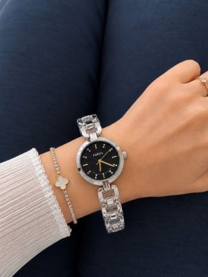 Fossiil Kerrigan Silver Black Dial