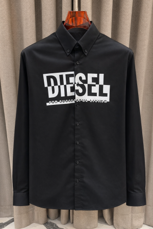 Diese_Middle Brand Logo Full Sleeves Shirt Black