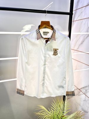 Burberr White Premium Embroidery Logo Shirt With Brand Box Packing And Carry Bag F2249-WH