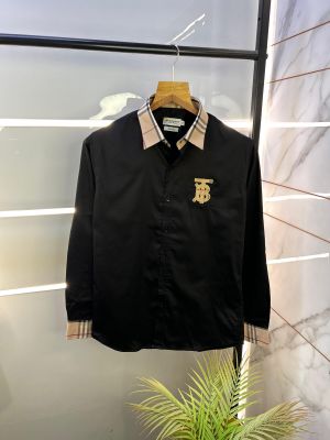 Burberr Black Premium Embroidery Logo Shirt With Brand Box Packing And Carry Bag F2249-BL