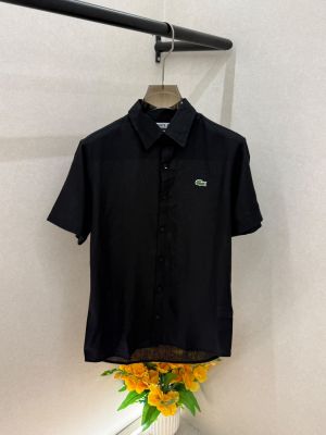 Lacost Black Linen Half Sleeves Super Premium Shirt F3957-BL