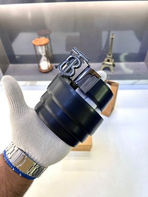 Burber_r Glossy Black Reversible Belt Fa 1000