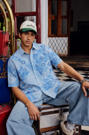 Lv_imported Half Sleeves Shirt Sky blue