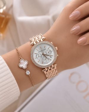 Michael l Kors Darci Chronograph Rosegold White