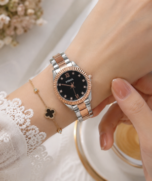 Fossiil Women Diamond Two Tone Black