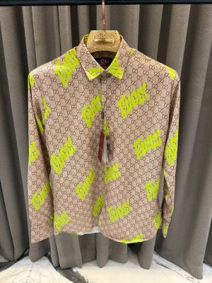 sale GUCC All OVER MONOGRAM PRINT PREMIUM IMPORTED SHIRT WITH BOX AND CARRY BAG (1765)