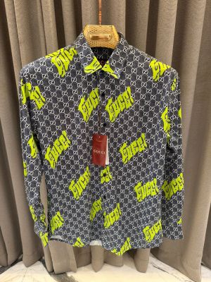 sale GUCC All OVER MONOGRAM PRINT PREMIUM IMPORTED SHIRT WITH BOX AND CARRY BAG (1764)