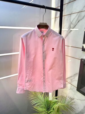 Ami Pink Embroidery Logo Super Premium Shirt With Brand Box Packing F3969-PI