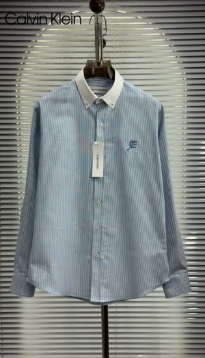 Calvin Klei Chest Logo Full Sleeves Shirt Blue