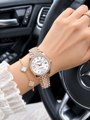 Roleex women Date Only Rosegold White