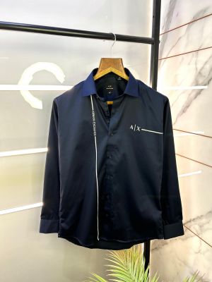 Arma_ Exchange Reflective Navy Premium Shirt With Brand Box Packing And Carry Bag F653-NY