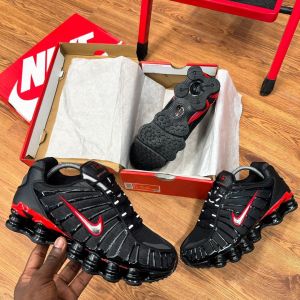 Nikke Shox TL black university red and metallic silver.