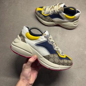 Guccci Rhyton Beige and Navy GG Sneakers Premium Quality With OG Box