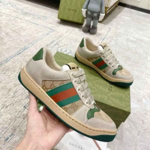 Guccc_i Screener Dirty GG Sneaker Beige Green With All Accessories