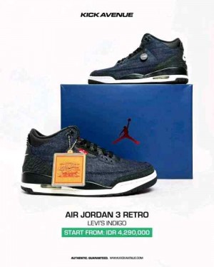 Nikee Leviis x Air Jordan 3 Retro Indigo MenTrack 658