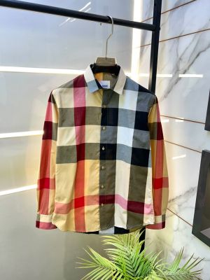 Burberr Beige Premium Checks Shirt With Brand Box Packing and Carry Bag F3759-BE