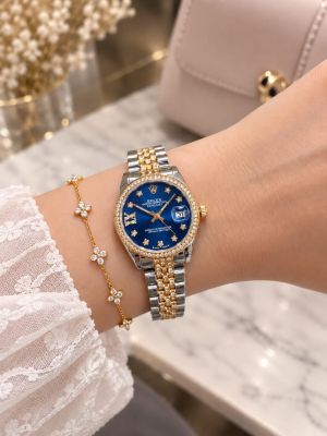 Roleex women Date Only Gold Two Tone Blue Dial
