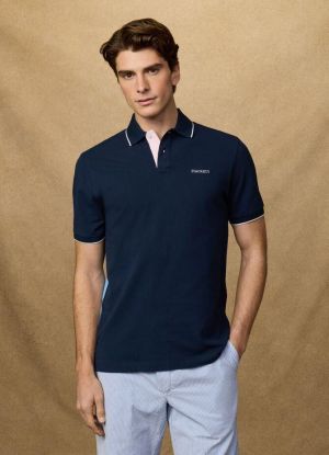 Hacket  Navy Polo Premium Collar Neck T-shirt F3621-NY