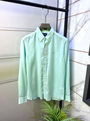 Hacket Linen Green Embroidery Logo Super Premium Shirt F3917-GR