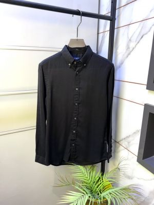 Hacket Linen Black Embroidery Logo Super Premium Shirt F3917-BL
