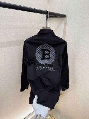Balmai Paris Back Print Premium Black Shirt With Brand Box Packing And Carry Bag F3507-BL