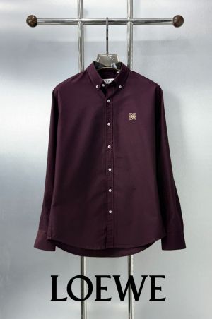 Loewe Chest Logo Full Sleeves Shirt Maroon