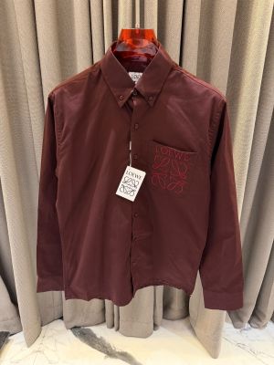Loewe Chest Logo Full Sleeves Shirt Maroon