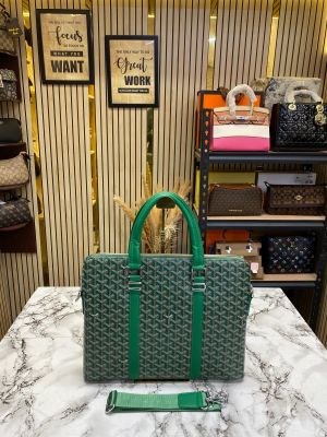 Goyar Ambassade Printed Canvas Laptop Briefcase With Strap (Green) (GY1967-5)
