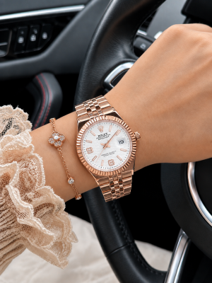 Roleex Women Sky Dweller Date Only Rosegold White Dial