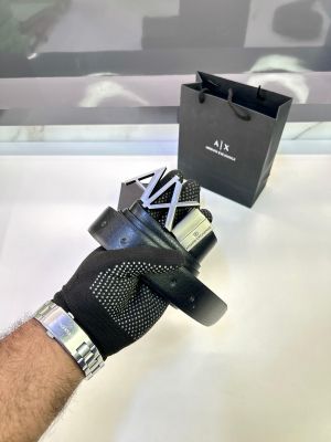 Ax_ Arma_Exchange Black Silver Reversible Belt Fa 87