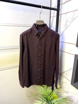 Hacket Linen Brown Embroidery Logo Super Premium Shirt F3917-BR