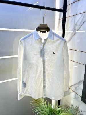 Loro Piana White Linen Back Printed Premium Shirt With Brand Box Packing F3963-WH