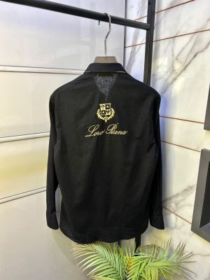 Loro Piana Black Linen Back Printed Premium Shirt With Brand Box Packing F3963-BL