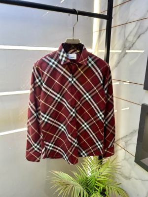 Burberr  Maroon Premium Checks Shirt With Brand Box Packing and Carry Bag F3741-MA