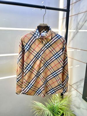 Burberr Brown Premium Checks Shirt With Brand Box Packing and Carry Bag F3741-BR