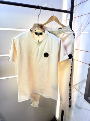 Balmai  Paris White Imported Embossed Print Premium Track Suit Brand Carry Bag Packing F3299-WH